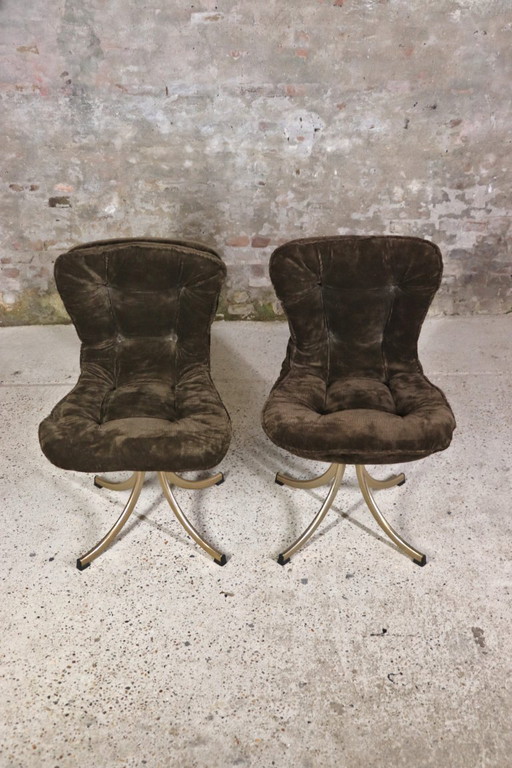 2 fluwelen draaistoelen van Gastone Rinaldi voor Rima