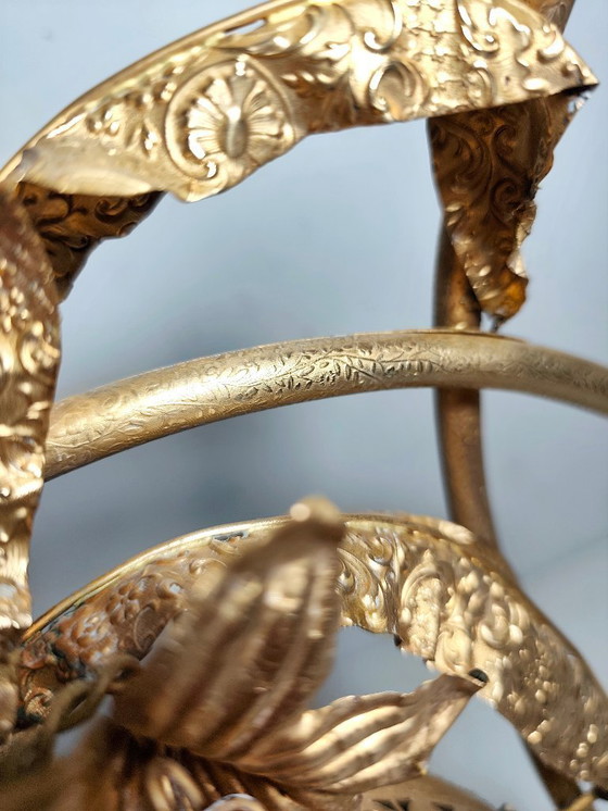 Image 1 of Oval Brass Mirror. Spain, 1940s.