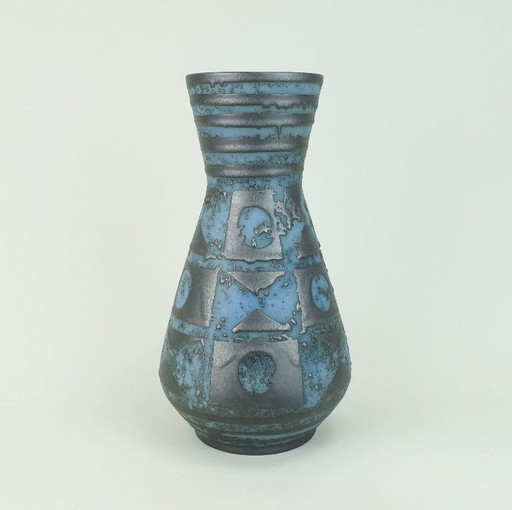 carstens vase decor ankara blue gray metallic glaze no. 1218-29 mid century ceramic 1960s WGP