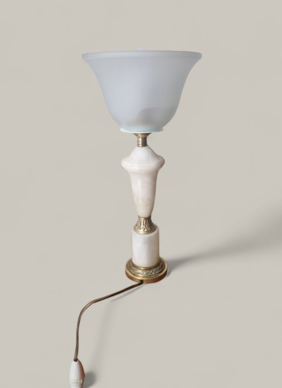 Image 1 of Vintage Neo-Empire style lamp - Marble and Brass