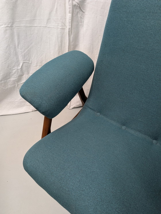 Image 1 of Unique vintage fifties design armchair, turquoise