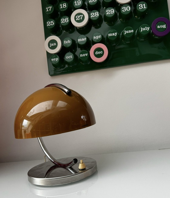 Image 1 of Space Age Caramel Colored Mushroom Table Lamp By Luigi Massoni For Meblo Guzzini