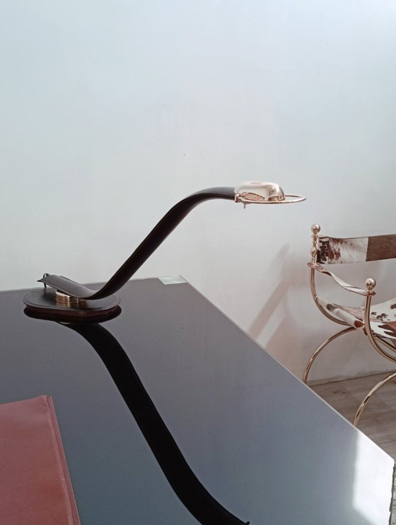 Image 1 of Cobra Leather Desk Lamp by Traso Milano 1988