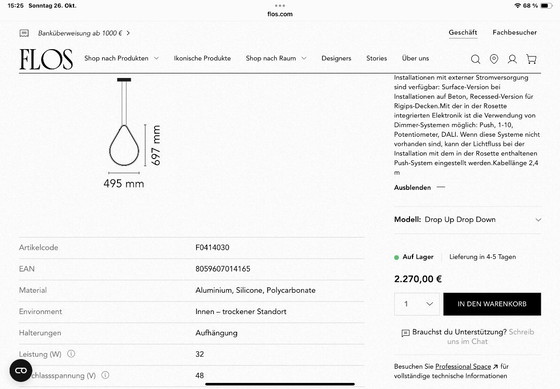 Image 1 of Flos Arrangements Deckenleuchte, 2 Elemente, Drop + Round
