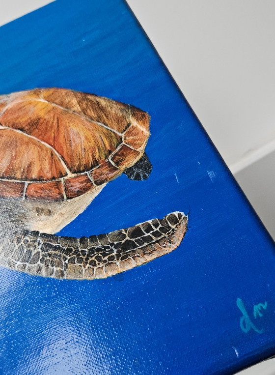 Image 1 of Handmade acrylic sea turtle painting