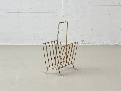 Vintage newspaper rack made of brass wire, 1960s