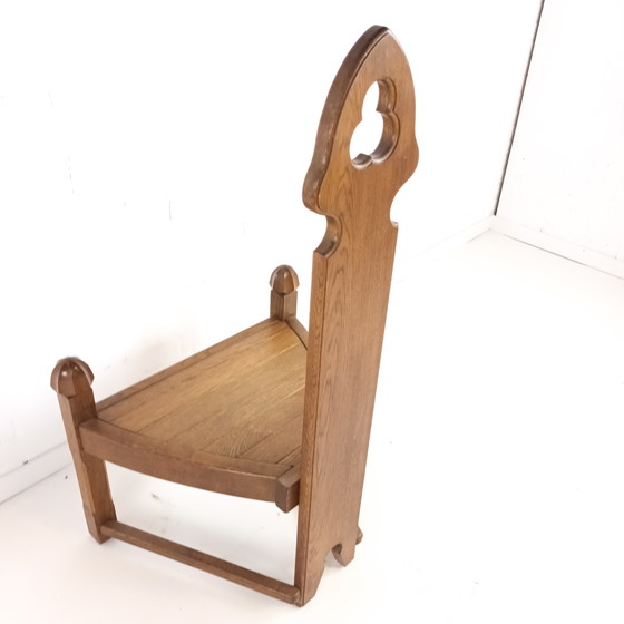 Image 1 of Vintage brutalist oak wooden chair 1960s