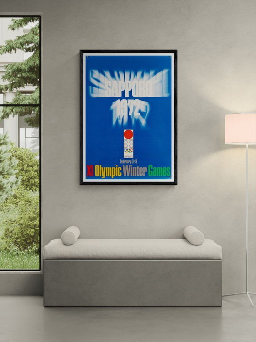 Sapporo 1972 XI Olympic Winter Games – 1972 – Original Vintage Olympic Poster by Gan Hosoya – Mid-Century Modern – 104.0x72.5 cm