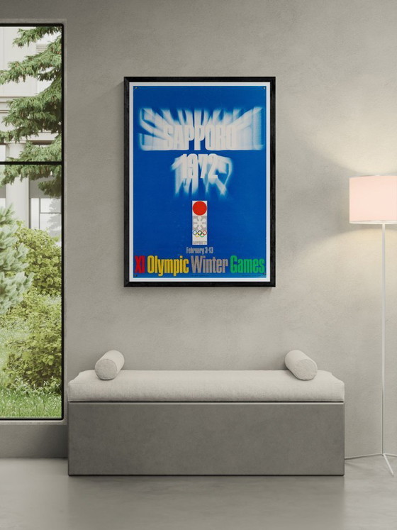 Image 1 of Sapporo 1972 XI Olympic Winter Games – 1972 – Original Vintage Olympic Poster by Gan Hosoya – Mid-Century Modern – 104.0x72.5 cm