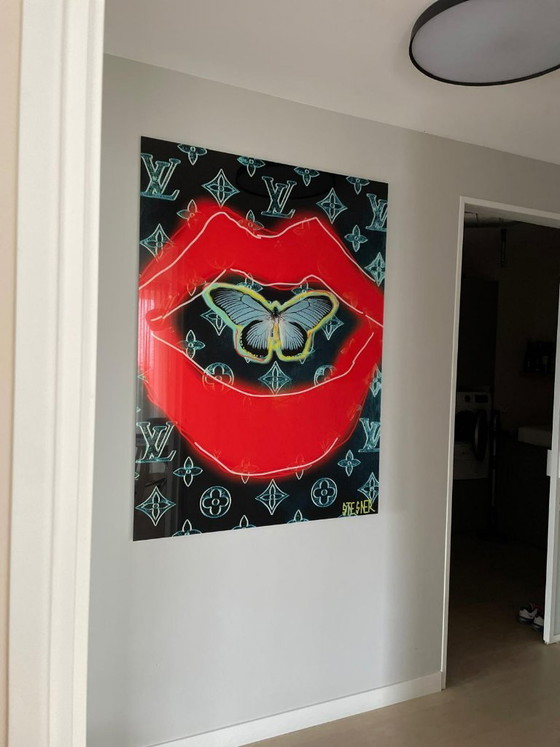 Splendida opera d'arte "Lipfly" di David Stesner (Cobra Art), Condizioni perfette!, Fotografie, Plexiglass (foto 4 di 5)