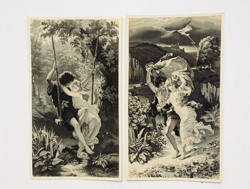 Pair of 1900 Silk Weaving after P- Auguste Cot