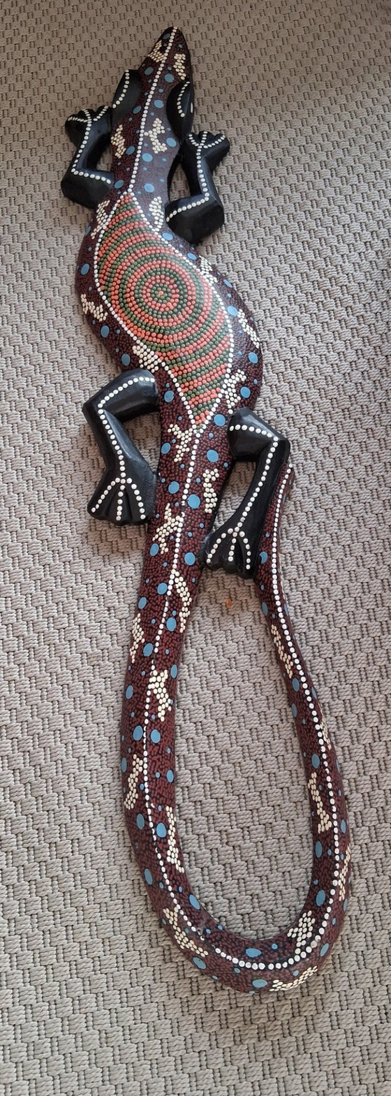 Image 1 of Decorazione murale in legno a forma di geco