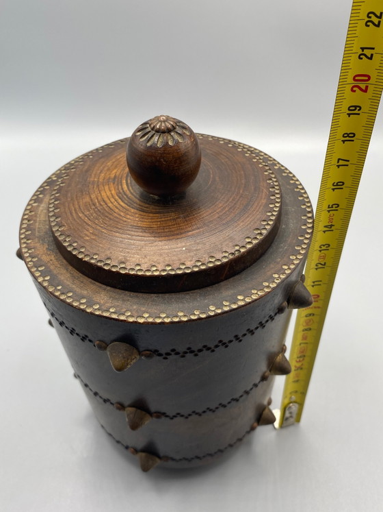 Turned Wood and Brass Tobacco Jar – 1950s-1960s – Decorative Objects, Mid Century Modern (photo 7 of 7)