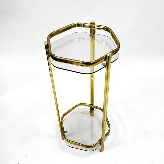 Image 1 of Bloemenstandaard in Franse mid-century modern stijl, jaren 70, messing en glas.