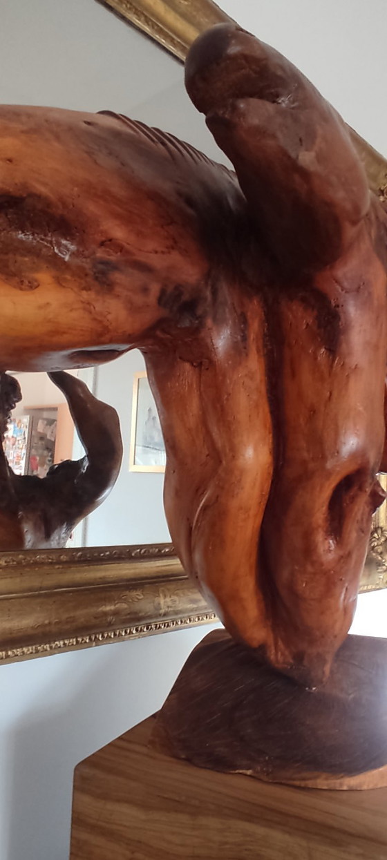 Image 1 of Moderne houtsnijkunst - Twee paardenhoofden - Gesigneerd Giuliani '92