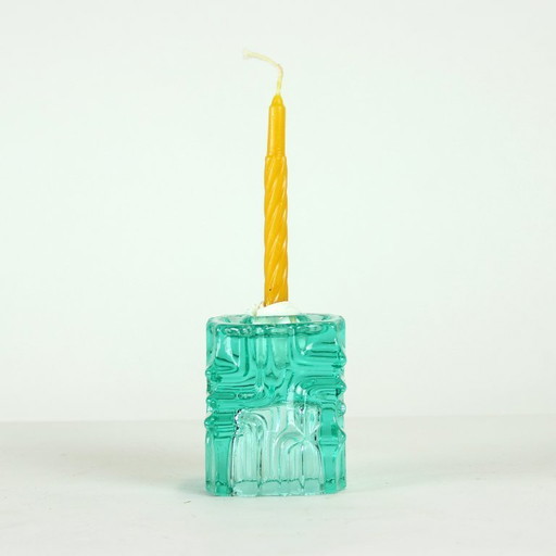 Vintage Glass Candle Holder By Vladislav Urban For Rosice, 1960s