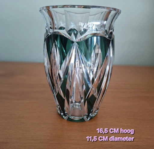 Vase vintage en cristal vert Val Saint Lambert