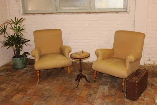 Set Van 2 Easy Armchairs – fauteuils, Textile, Wood