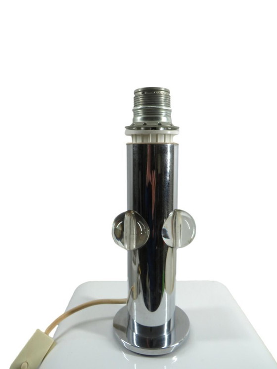 Image 1 of Vintage, very rare table lamp, chrome and glass, by Kaiser, 1960s