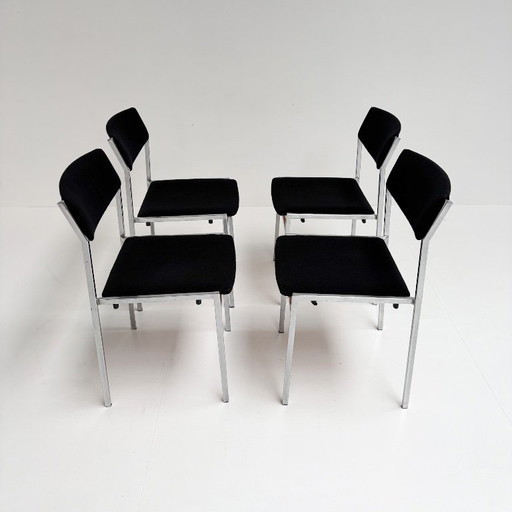 Set of 4 Gijs van der Sluis stacking chairs, 1970s