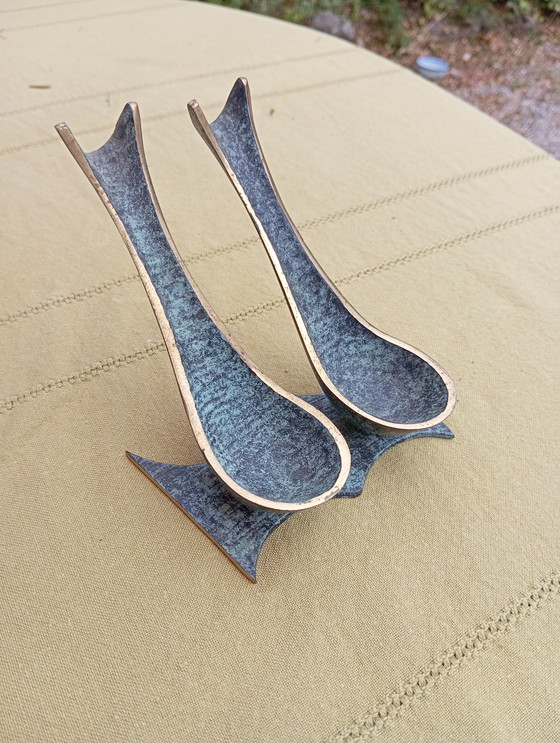 Image 1 of Portapipe doppio in bronzo di metà secolo Hirondelle