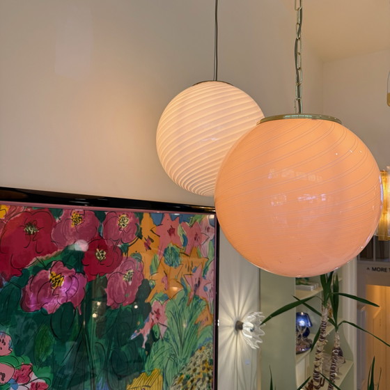 Image 1 of Roze Murano Hanglamp, Jaren 70