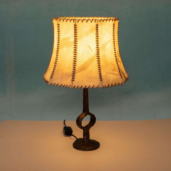 Image 1 of Brutalist table lamp 70s vintage bronze table lamp