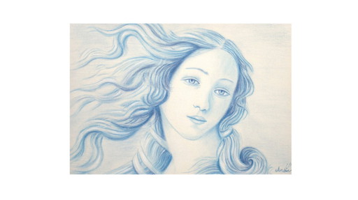 Original pastel drawing. Modern interpretation of Botticelli's Venus. Painting of Botticelli's Venus. New.