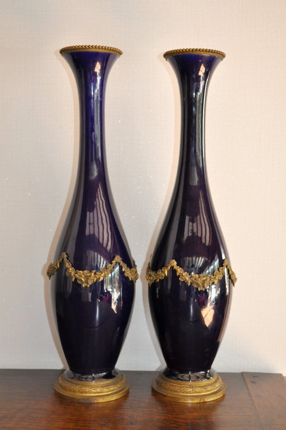 Image 1 of Pair of large earthenware vases from Tours Saint Radegonde by the ASCH factory (ref 3233)