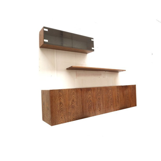 Image 1 of Vintage Wengé hangend dressoir van Banz Bord gemaakt in de jaren ’70