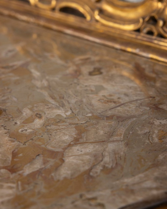 Antique classic style console table in wood decorated with mirror from the late 19th century, Gold (photo 3 of 21)
