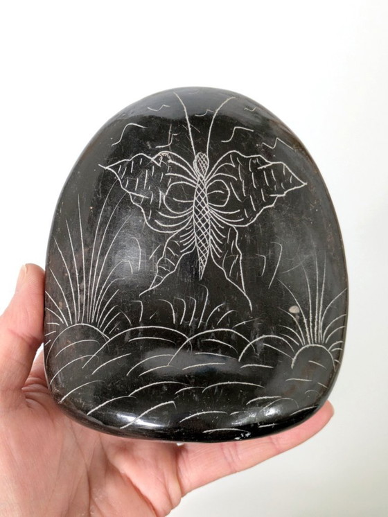 Image 1 of Statuetta di gufo Barro Negro messicano d'epoca | Ceramica fatta a mano in argilla nera di Oaxaca degli anni '70