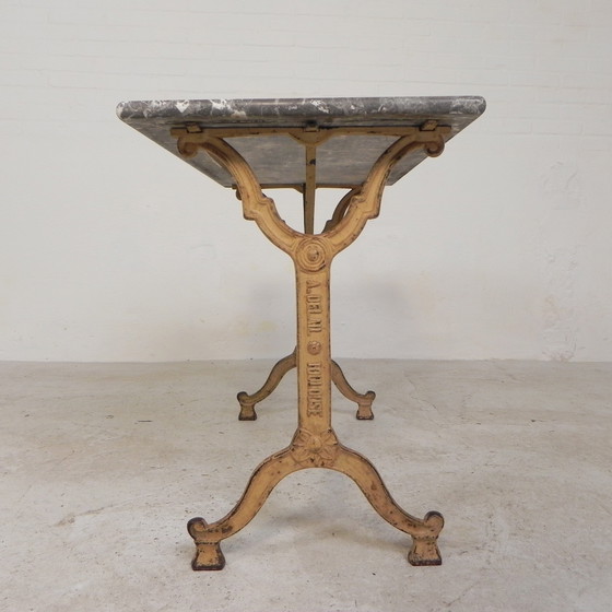 Image 1 of Garden Table, Bistro Table A. Delail Toulouse With Marble Top, 1920s