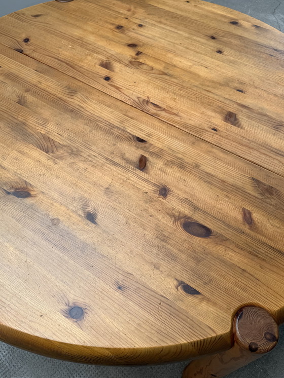 Image 1 of RAINER DAUMILLER FOR HIRTSHALS SAVVAERK DINING TABLE ROUND OVAL SOLID PINE WOOD 129cm - 189cm DENMARK 1970s