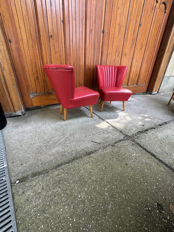 Set of Mid-Century Sky Red Cocktail Chairs, 1950s – Armchairs, Mid Century Modern (photo 5 of 7)
