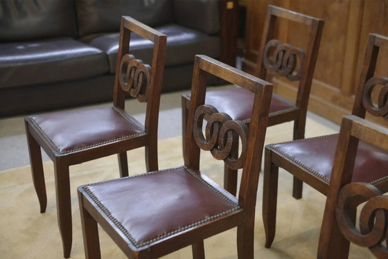 Ensemble de 6 chaises en chêne des années 1950. – Chaises de salle à manger, Vintage (photo 5 of 12)
