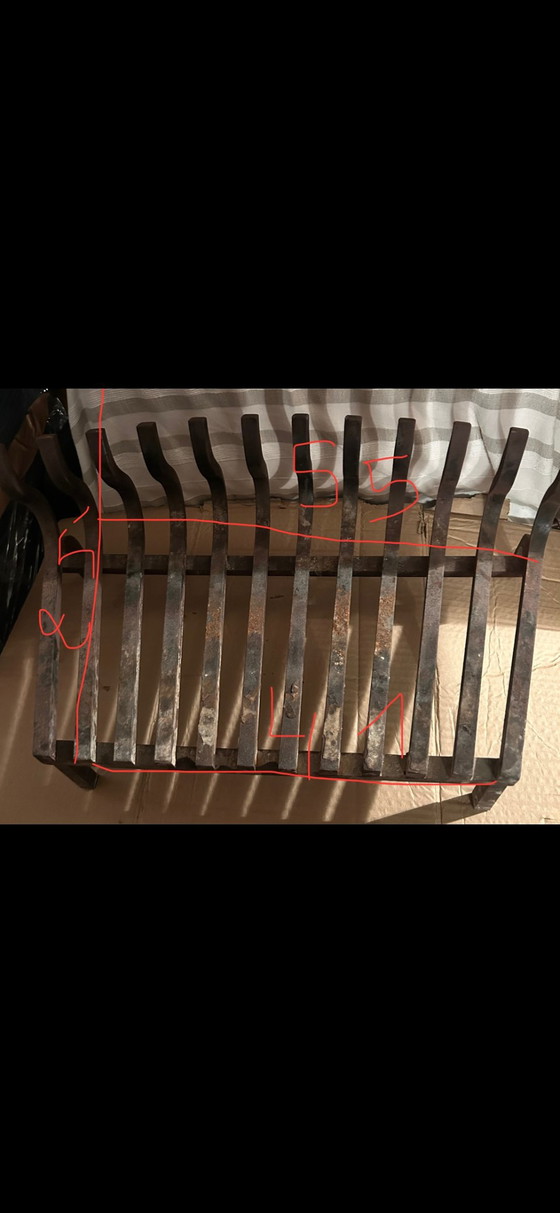 Grande griglia e attrezzi per camino in ferro battuto pesante – Stile grezzo e rustico – Decorazione, Iron (photo 5 of 5)