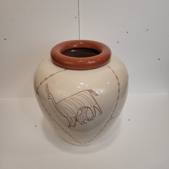 Image 1 of Vase design animals, ceramic, 80's - France