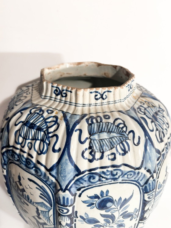 Vase en céramique blanche et bleu cobalt de Delft, début du XXe siècle – Ceramic (photo 8 of 10)