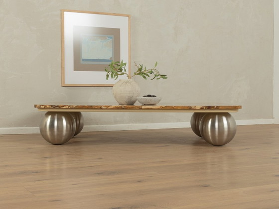 Image 1 of Mesa de mármol ónix con patas redondas de acero