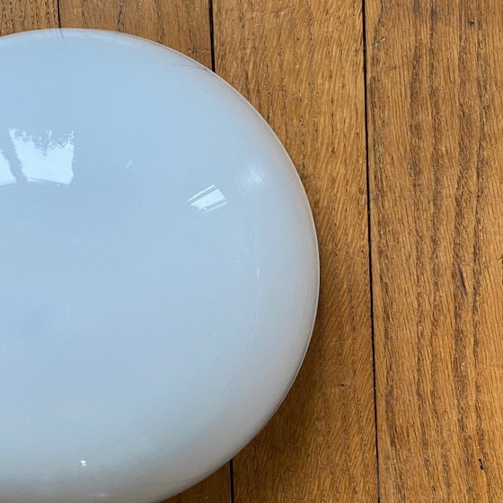 Image 1 of Half-moon ceiling or wall light, 20 cm, white opaline glass, 1960s-1970s, vintage light fixture