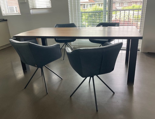 4x Tulip Label van den Berg swivel leather dining chairs
