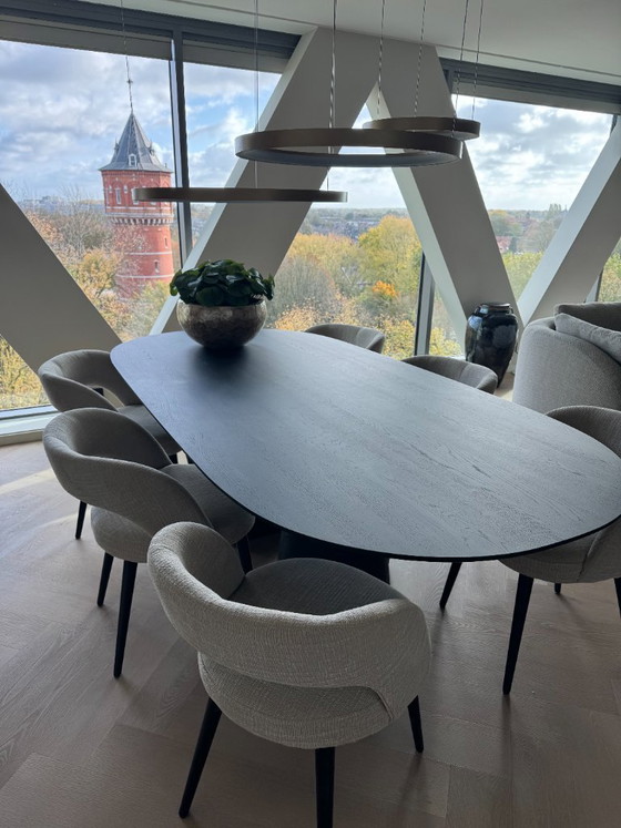 Image 1 of Mobitec Blossom T0100 Design Dining Table – Black Solid Oak | 240x115 cm