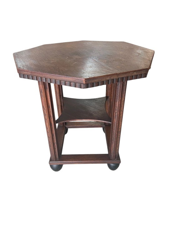 Image 1 of Table d'appoint Art déco en bois massif env. années 1920-1930