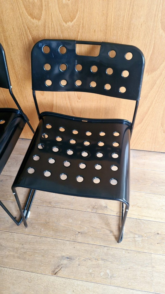 4 Original Vintage Black Omstak Chairs by Rodney Kinsman (Black Frame) – Bieffeplast, Dining chairs, Metal (photo 12 of 21)