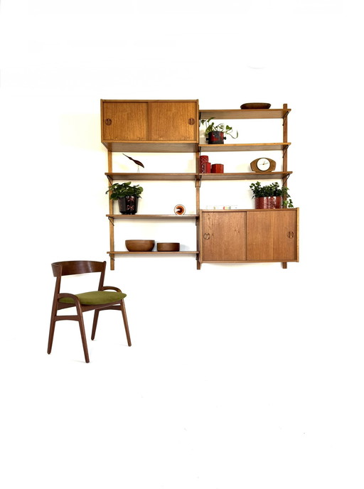 Vintage teakhouten wandsysteem, Kurt Østervig ‘60