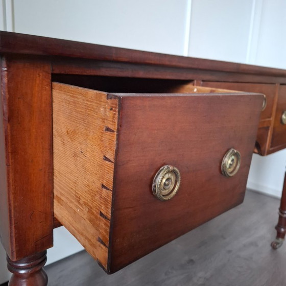 Antieke Mahoniehouten Schrijftafel of Bureau – Wood, Brass (photo 6 of 9)