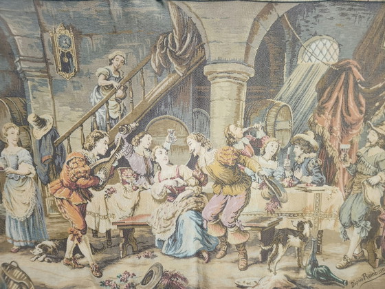 Französischer Gobelin Wandteppich "Jolly Men" Tavern/ Pub Scene "D'apres Rembrandt" Motiv Von Rembrandt In (photo 3 of 30)