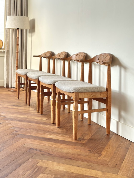 Image 1 of Vintage stoelen set 4 eiken Henning Kjærnulf E.G. Møbler