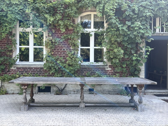 Grote Rustieke Tafel In Massief Hout – Overstock, Eettafels, Wood (photo 12 of 15)
